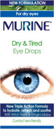 Murine Dry & Tired Eye Relief Eye Drops with a Triple Action Formula That Hydrate, Refresh and Relieve Dry or Tired Eyes, New Formulation,15ml Murine Dry & Tired Eye Relief Eye Drops with a Triple Action Formula That Hydrate, Refresh and Relieve Dry or Tired Eyes, New Formulation,15ml