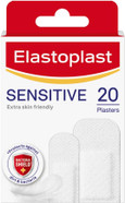 Elastoplast Sensitive Hypoallergenic Plasters (20 Pieces), for Painless Removal, Soft and Breathable Fabric Plasters, Protects and Cushions The Wound, White