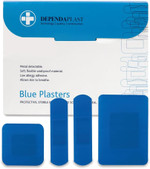 Dependaplast Food Area Blue Plasters With High Visibility And Metal Detection Properties, Easily Detectable, Individually Wrapped - Assorted Box of 100 Dependaplast Food Area Blue Plasters With High Visibility And Metal Detection Properties, Easily Detectable, Individually Wrapped - Assorted Box of 100