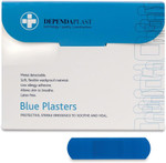 Dependaplast Food Area Blue Plasters With High Visibility And Metal Detection Properties, Easily Detectable, Individually Wrapped 7.5 cm x 2.5 cm, Blue (Pack of 100)