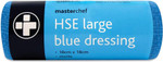Reliance Medical HSE Dressing - Ideal for Food Environments, Wound Care, Sterile and Hygiene, Prevent Food Contamination, Large, 18 cm W x 18 cm L, Blue (Pack of 10)