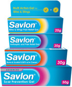 Savlon Antiseptic Cream (1 x 60g) and Scar Prevention Gel (1 x 50g), Fast-Acting Relief, Soothing, Healing, Reduces Swelling and Discomfort, Essential First Aid Bundle (Pack of 2) Savlon Antiseptic Cream (1 x 60g) and Scar Prevention Gel (1 x 50g), Fast-Acting Relief, Soothing, Healing, Reduces Swelling and Discomfort, Essential First Aid Bundle (Pack of 2)