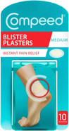 Compeed 10 Medium Size Blister Plasters for Feet - Individually Wrapped - Hydrocolloid Gel Technology - Faster Healing - Deep Cushioned