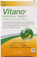 Schwabe Pharma - Vitano - Rhodiola Rosea Root Extract 200mg - Traditionally Used for Relief of Stress, Fatigue, Exhaustion, Mild Anxiety - Vegan Friendly - 30 Tablets