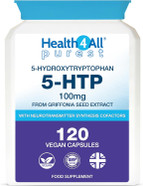 Health4All 5-HTP Supplement 100mg per Capsule 4-Month Supply 120 Capsules High Strength 5 HTP from Griffonia Seed Extract with Serotonin and Melatonin Conversion Precursors for Mood and Sleep Support