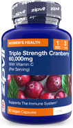 Zipvit Triple Strength Cranberry 60,000mg, High Strength Cranberry Extract with Vitamin C, 90 Vegan Capsules for Immune Support, 1 Month Supply, Supplement for Men & Women Zipvit Triple Strength Cranberry 60,000mg, High Strength Cranberry Extract with Vitamin C, 90 Vegan Capsules for Immune Support, 1 Month Supply, Supplement for Men & Women