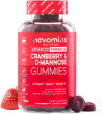 Cranberry & D Mannose Gummies - Urinary Tract Health & Bladder Control - Vegan - Alternative to Cranberry Tablets, Juice, or D Mannose Powder - Inulin, Magnesium - 60 Gummies - Novomins