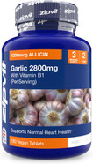 Zipvit Garlic Tablets 2800mg, High Strength Garlic Supplement with Vitamin B1, Provides Allicin & Alliin, Supports Heart Health, 2 a Day, 3 Months Supply