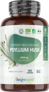 Weightworld Organic Psyllium Husks Capsules - 1400mg per Serving - Prebiotic Fibre Supplement - 180 Powder Capsules - 3 Months Supply - High in Soluble Fibre - 2 per Day with Water Weightworld Organic Psyllium Husks Capsules - 1400mg per Serving - Prebiotic Fibre Supplement - 180 Powder Capsules - 3 Months Supply - High in Soluble Fibre - 2 per Day with Water