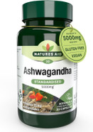 Natures Aid Ashwagandha 5000mg - 30 Tablet Capsules - Natural Pure High Strength Ashwagandha Root Extract Supplement - Vegan Gluten Lactose Free - Not Ashwagandha Gummies or Powder - 1 Months Supply