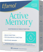 Efamol Active Memory - 30 Fish Oil Capsules | Fish Oil Omega 3 Brain Supplement & Gingko Biloba Memory Support Capsules | DHA Supports Normal Brain Function | Cognitive Function Maintenance