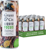 Grass & Co. Nootropics Drinks with Lion's Mane (1000mg), Omega-3, Ginseng, Vitamin B12 & More | Liquid Focus | Elderflower & Sicilian Lemon | Lightly Sparkling | Vegan | 12 x 250ml Cans Grass & Co. Nootropics Drinks with Lion's Mane (1000mg), Omega-3, Ginseng, Vitamin B12 & More | Liquid Focus | Elderflower & Sicilian Lemon | Lightly Sparkling | Vegan | 12 x 250ml Cans