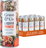 Grass & Co. Nootropics Drinks | Energy Drink with Vitamin B12, Shiitake Mushroom (1000mg), Holy Basil, Natural Caffeine & More | Liquid Power | Ginger & Lime | Low Sugar | Vegan | 12 x 250ml Cans Grass & Co. Nootropics Drinks | Energy Drink with Vitamin B12, Shiitake Mushroom (1000mg), Holy Basil, Natural Caffeine & More | Liquid Power | Ginger & Lime | Low Sugar | Vegan | 12 x 250ml Cans