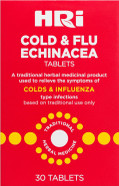 HRI Cold and Flu Echinacea - 30 Tablets. to Relieve The Symptoms of Colds and Flu Type Infections. 338 to 450 mg of Echinacea Purpurea. 6 Pack HRI Cold and Flu Echinacea - 30 Tablets. to Relieve The Symptoms of Colds and Flu Type Infections. 338 to 450 mg of Echinacea Purpurea. 6 Pack