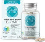 Health & Her Peri & Menopause Biome 50bn Live Cultures Supplements for Women - Ashwagandha, Magnesium, Zinc - 1 Month Supply, 60 Capsules - Phytoestrogen Free Health & Her Peri & Menopause Biome 50bn Live Cultures Supplements for Women - Ashwagandha, Magnesium, Zinc - 1 Month Supply, 60 Capsules - Phytoestrogen Free
