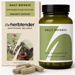 The Herbtender Daily Defence Immune Support Supplement with Organic Reishi, Chaga, Cordyceps, Echinacea & Acerola Cherry Vitamin C, Vegan Adaptogen Blend for Respiratory Health, 60 Capsule Pouch The Herbtender Daily Defence Immune Support Supplement with Organic Reishi, Chaga, Cordyceps, Echinacea & Acerola Cherry Vitamin C, Vegan Adaptogen Blend for Respiratory Health, 60 Capsule Pouch