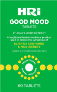 HRI Good Mood 60 Tablets - to Relieve The Symptoms of Slightly Low Mood and Mild Anxiety - 334 mg of St John's Wort Extract, Equivalent to 1670mg  2338mg of St Johns Wort. 4 Pack