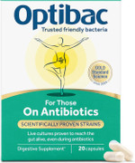 Optibac Probiotics for Those on Antibiotics - Vegan Digestive Probiotic Supplement with 4.5 Billion Bacterial Cultures - Researched Alongside Antibiotics - 20 Capsules Optibac Probiotics for Those on Antibiotics - Vegan Digestive Probiotic Supplement with 4.5 Billion Bacterial Cultures - Researched Alongside Antibiotics - 20 Capsules