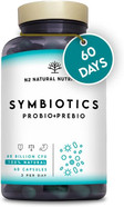 Probiotics and Prebiotics Supplement 40 Billion CFU, 6 Strains for Digestive Health, Vegan Chlorophyll Capsules, 60 Capsules. N2 Natural Nutrition Probiotics and Prebiotics Supplement 40 Billion CFU, 6 Strains for Digestive Health, Vegan Chlorophyll Capsules, 60 Capsules. N2 Natural Nutrition