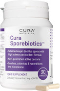 CURA NUTRITION SPOREBIOTICS (30 Capsules) Bacillus Coagulans, Subtilis & Clausii Spores Probiotic Supplements with Powerful Antioxidants, Spore Probiotics Live Bacteria, Gut Health Supplement, Vegan CURA NUTRITION SPOREBIOTICS (30 Capsules) Bacillus Coagulans, Subtilis & Clausii Spores Probiotic Supplements with Powerful Antioxidants, Spore Probiotics Live Bacteria, Gut Health Supplement, Vegan