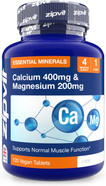 Zipvit Calcium 400mg and Magnesium 200mg, 120 Vegan Tablets (4 Months Supply). Supports Muscle and Bone Health. Vegetarian Society Approved
