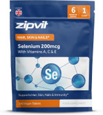 Zipvit Selenium 200mcg with Vitamins A, C, E. 180 Vegan Tablets. Supports Normal Thyroid, Skin, Hair & Nails, Immune System, and Antioxidant Protection. 6 Month Supply