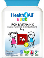 Health4All Kids Iron Chewable 60 Tablets Learning and Growth Support. Vegan Iron Supplement for Children Health4All Kids Iron Chewable 60 Tablets Learning and Growth Support. Vegan Iron Supplement for Children