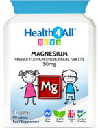 Health4All Kids Magnesium Chewable 90 Tablets for Anxiety, Sleep, Ticks. Vegan Magnesium Citrate Sleep Aid for Kids. Tasty Orange Chewable Tablets (not Gummies) for Children Supplement