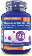 Zipvit Magnesium Citrate 1400mg, Provides 400mg Elemental Magnesium, Highly Absorbable for Bone, Muscle & Energy Support. 120 Vegan Capsules, 2 a Day, 2 Months Supply Zipvit Magnesium Citrate 1400mg, Provides 400mg Elemental Magnesium, Highly Absorbable for Bone, Muscle & Energy Support. 120 Vegan Capsules, 2 a Day, 2 Months Supply