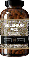Selenium ACE 90 Vegan Tablets - Premium Nutritional Supplement - With Vitamin A, C and E - Immunity Support & Thyroid Health - Halal - Made in the UK - GMP Certified