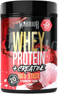 Warrior Whey Protein Powder + Creatine 500g - Sports Nutrition Shake for Muscle Growth, Performance, and Recovery - Enjoy Post Workout - Low Sugar - 20 Servings (Strawberry Crème)
