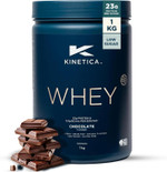Kinetica Sports Whey Protein Powder - Chocolate Flavour | 22g Protein/Serve, 33 Servings/1Kg Pack | Gluten Free Supplement | Optimum for Muscle Growth & Recovery | Mixes Well with Water, Milk & Shakes