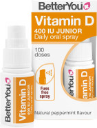 BetterYou Vitamin D Spray for Kids, Vitamin D 400 IU Junior Oral Spray, Fast Acting Vitamin D3 Supplement for Children, 3-Month Supply, Natural Peppermint Flavour, Made in The UK BetterYou Vitamin D Spray for Kids, Vitamin D 400 IU Junior Oral Spray, Fast Acting Vitamin D3 Supplement for Children, 3-Month Supply, Natural Peppermint Flavour, Made in The UK