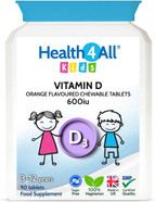 Kids Vitamin D3 600iu Chewable 90 Tablets (V). Sugar Free. Natural Orange Flavour. Made by Health4All UK Kids Vitamin D3 600iu Chewable 90 Tablets (V). Sugar Free. Natural Orange Flavour. Made by Health4All UK