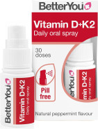 BetterYou Vitamin D3 K2 Oral Spray, Fast Acting Vitamin D 3000 IU + Vitamin K2 (MK7) Supplement, Supports Bones, Teeth, Immune System & Blood Clotting, 1-Month Supply, Natural Peppermint Flavour BetterYou Vitamin D3 K2 Oral Spray, Fast Acting Vitamin D 3000 IU + Vitamin K2 (MK7) Supplement, Supports Bones, Teeth, Immune System & Blood Clotting, 1-Month Supply, Natural Peppermint Flavour