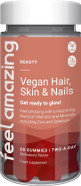 Feel Amazing Vegan Hair, Skin & Nails Complex Gummies - Beauty Support - with Zinc, Biotin, Vitamin C & D - Blueberry Flavour, Vegan, Halal, 60 Gummies, 30-Day Supply (1) Feel Amazing Vegan Hair, Skin & Nails Complex Gummies - Beauty Support - with Zinc, Biotin, Vitamin C & D - Blueberry Flavour, Vegan, Halal, 60 Gummies, 30-Day Supply (1)