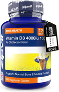 Zipvit Vitamin D3 4000 IU, 360 Maximum Strength Vitamin D Tablets, 12 Months Supply, Vegetarian, 1 a Day, VIT D3 As Cholecalciferol, Supports Bones Muscles, Immune System