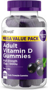 Vitawell Adult Vitamin D 25µg Gummies | 120 Blackcurrant Flavour Gummies | High Strength Vit D3 Formula | 4 Months Supply | One a Day Chewable Adult Vitamin | Bone & Immune Health | By Vitawell Vitawell Adult Vitamin D 25µg Gummies | 120 Blackcurrant Flavour Gummies | High Strength Vit D3 Formula | 4 Months Supply | One a Day Chewable Adult Vitamin | Bone & Immune Health | By Vitawell