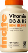 Vitamin D3 K2 (MK7) 100ug - 6 Months Supply - High Strength 180 Tablets - Premium Vegetarian Tablets - Suitable for Vegetarian - Vitamin D3, 4000iu & K2 - Made in UK Vitamin D3 K2 (MK7) 100ug - 6 Months Supply - High Strength 180 Tablets - Premium Vegetarian Tablets - Suitable for Vegetarian - Vitamin D3, 4000iu & K2 - Made in UK
