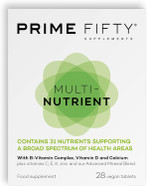 Prime Fifty Multi-Nutrient Vegan Multivitamin Tablets  32 Multivitamins & Minerals Including Vitamin B Complex, Calcium, Zinc & Vitamin D  28 Day Supply  Immune System Vitamins for 50+