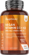Vitamin D3 4000IU & K2 125µg (MK7) | 240 Easy to Swallow Vitamin D Tablets as Cholecalciferol | 8 Months Supply | VIT D3 K2 Supplements | 1 a Day VIT D