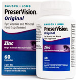 PreserVision Original by Bausch + Lomb, Eye Vitamin and Mineral Food Supplement, Zinc, Copper and Vitamin C, E and A, Two Eye Supplement Soft Gel Capsules per Day