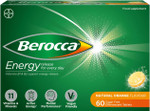Berocca Energy Effervescent Tablets including B vitamins, Magnesium & Zinc - Vitamin C - Support energy release & immune system* - 60 Tablets - Orange Flavour Berocca Energy Effervescent Tablets including B vitamins, Magnesium & Zinc - Vitamin C - Support energy release & immune system* - 60 Tablets - Orange Flavour