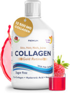 Swedish Nutra - 12,500 mg Hydrolyzed Marine Collagen & Gold Retinol Liquid Supplement - 500 ml Pack, 20 Day Supply | Pure Peptide & Hyaluronic Acid for Healthy Hair, Skin, Nails & Joints I Sugar-Free