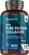 Pure Marine Collagen Supplements for Women & Men - 1200mg per Serving - 120 Capsules (Not Powder) - 2 Months Supply - Highly Bioavailable Type 1 & 3 Hydrolysed Collagen Capsules