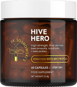 Dr Sosnowski's Hive Hero Bee Propolis, Royal Jelly, Bee Pollen - Triple Action, Maximum Potency Hive Formula | Vegetable Capsules, 60ct Dr Sosnowski's Hive Hero Bee Propolis, Royal Jelly, Bee Pollen - Triple Action, Maximum Potency Hive Formula | Vegetable Capsules, 60ct