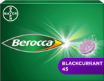 Berocca Vitamin C Effervescent Tablets - Including B Vitamins, Magnesium, Calcium & Zinc - Support Energy Release & Immune System - 45 Tablets - Blackcurrant Flavour
