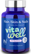 Vitawell Hair Skin & Nails Gummies | Support for Hair Growth + Skin + Nails Vitamins Chews | Complex Formula Biotin, Zinc, Selenium & Vitamin E | 60 Strawberry Flavour | | Multivitamin Gummies Vitawell Hair Skin & Nails Gummies | Support for Hair Growth + Skin + Nails Vitamins Chews | Complex Formula Biotin, Zinc, Selenium & Vitamin E | 60 Strawberry Flavour | | Multivitamin Gummies