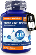 Zipvit Vitamin B12 Tablets High Strength 1100mcg, 1 Year Supply, Pure Methylcobalamin, 360 Vegan Tablets, Reduces Tiredness, Improves Energy, Supports Immunity