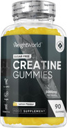 Creatine Gummies for Men & Women - 90 Chewable Creatine Monohydrate Gummies (1 Month Supply) - Natural Lemon Flavoured - Pre Workout Gym Supplement